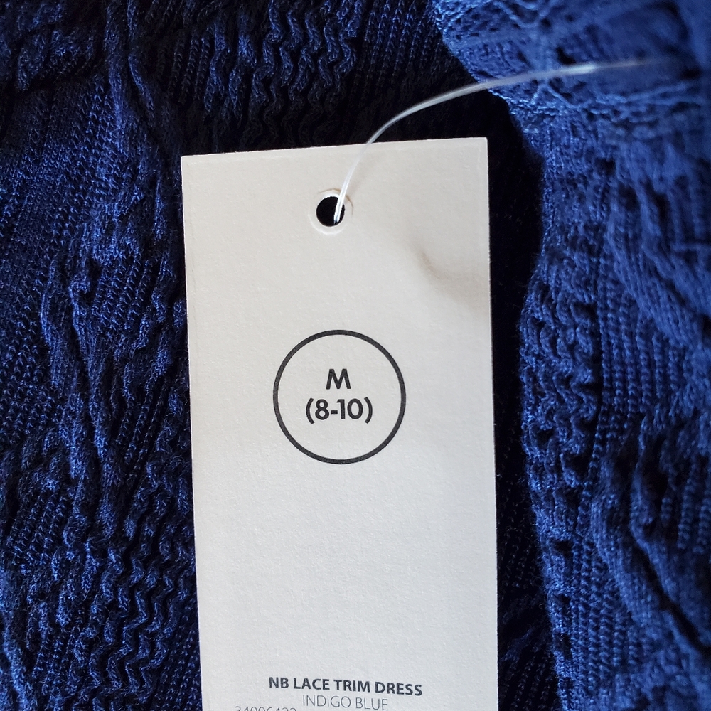 No Boundaries NOBO Dress M 8/10 Cable Knit Lined Navy Lace Trimmed Mini New - Picture 5 of 7